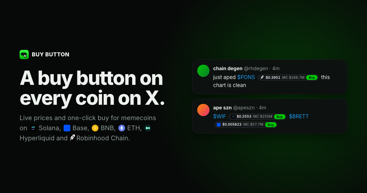 Brett Button BUY BUTTON · a buy button on every coin on X